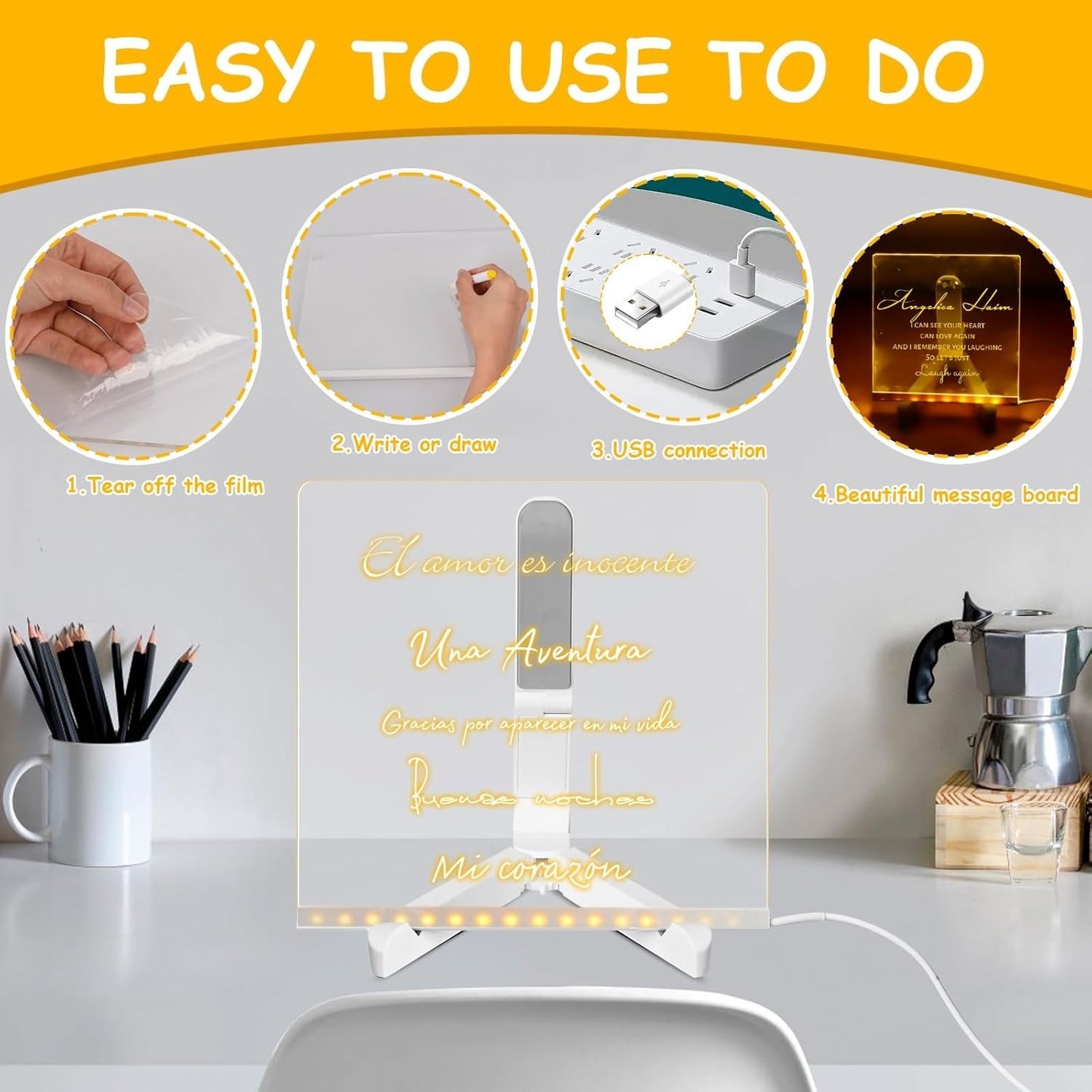 🎅The perfect gift for this Christmas🎁Creative Rewritable Acrylic LED Message Board 🎨 (set come with 7 Pens)