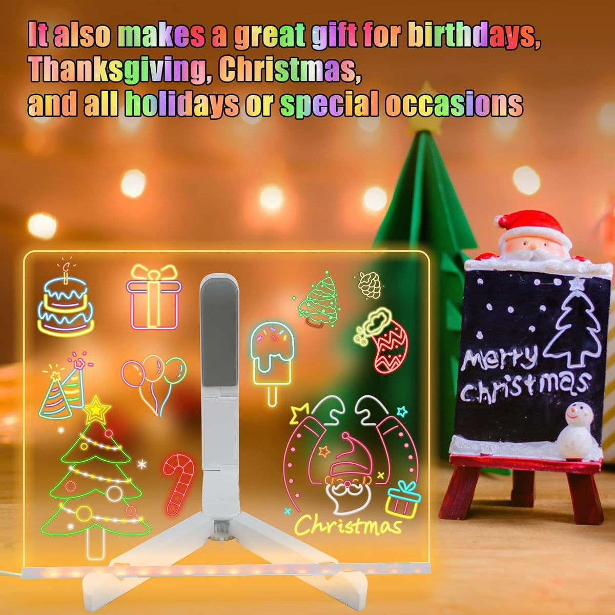 🎅The perfect gift for this Christmas🎁Creative Rewritable Acrylic LED Message Board 🎨 (set come with 7 Pens)