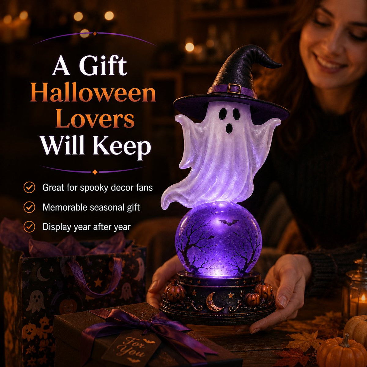 🎃Early Purchase - 50% OFF Now👻Halloween Raven Crystal Ball Lighted Decor