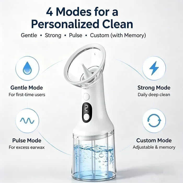 👂Electric Ear Wax Removal Kit, Safe Gentle Ear Irrigation Cleaner Tool with 4 Pressure Settings, LED Display, IPX7 Waterproof Dual-Chamber Ear Care Device | Free Shipping
