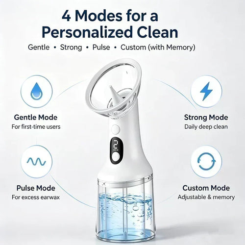 👂Electric Ear Wax Removal Kit, Safe Gentle Ear Irrigation Cleaner Tool with 4 Pressure Settings, LED Display, IPX7 Waterproof Dual-Chamber Ear Care Device | Free Shipping