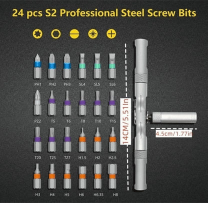 🔥24 in 1 DlY Screwdriver Set Magnetic Compact and Portable Ratchet Screwdriver