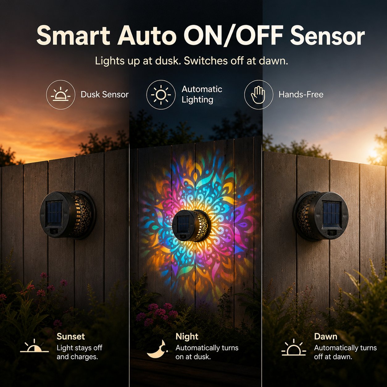 65K+ SOLD!✨Solar Mandala Wall Light | Outdoor Garden Fence Projector Lamp 🪐🌌 by mysite