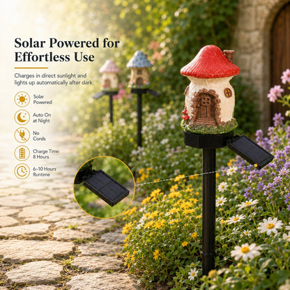 🌙✨✨Solar Mushroom Cottage Garden Light – Warm Fairy-Tale Glow for Flower Beds