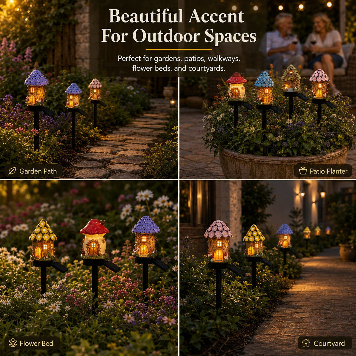 🌙✨✨Solar Mushroom Cottage Garden Light – Warm Fairy-Tale Glow for Flower Beds
