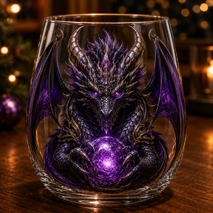 🐉 3D Mythic Dragon Glass Art Cup | Luxury Raised Fantasy Glassware for Whiskey✨