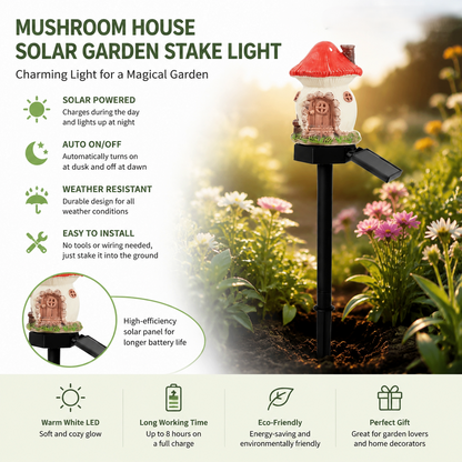 🌙✨✨Solar Mushroom Cottage Garden Light – Warm Fairy-Tale Glow for Flower Beds