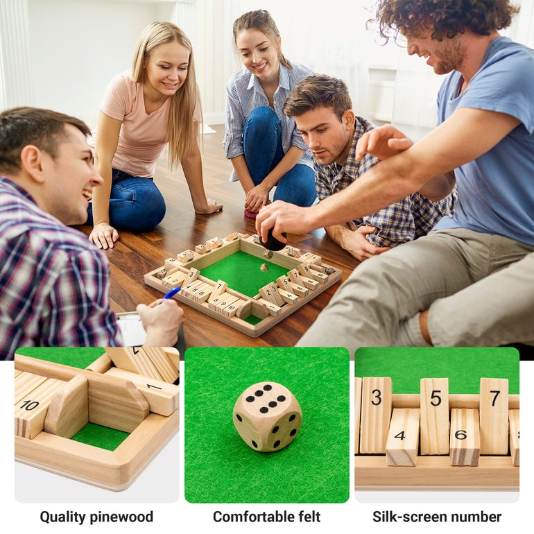 🔥Only 10 Sets Left!🕹️SHUT THE BOX-WOODEN DICE BOARD GAME