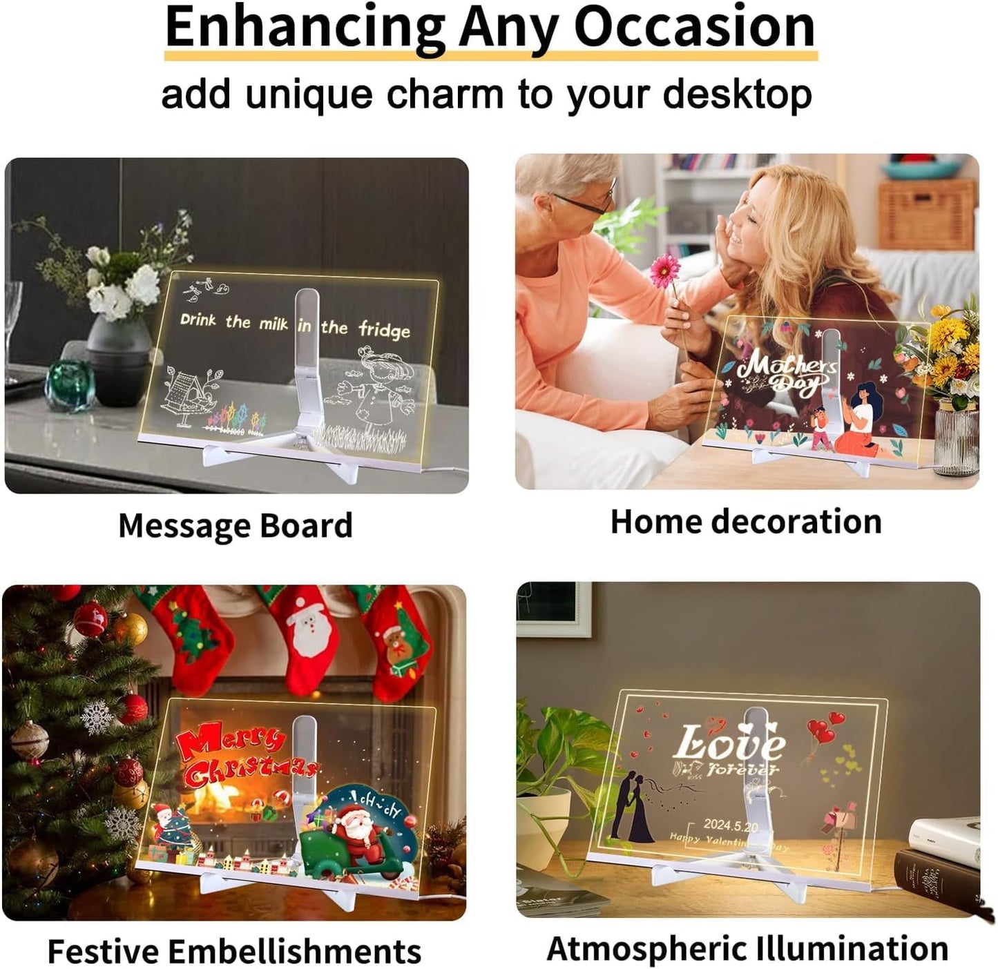 🎅The perfect gift for this Christmas🎁Creative Rewritable Acrylic LED Message Board 🎨 (set come with 7 Pens)