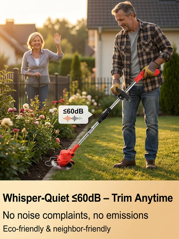 🌿 Lightweight Cordless Grass Trimmer – Quiet 9000 RPM Lawn Care Tool