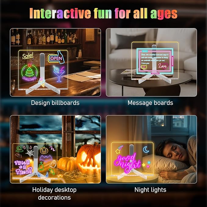 🎅The perfect gift for this Christmas🎁Creative Rewritable Acrylic LED Message Board 🎨 (set come with 7 Pens)