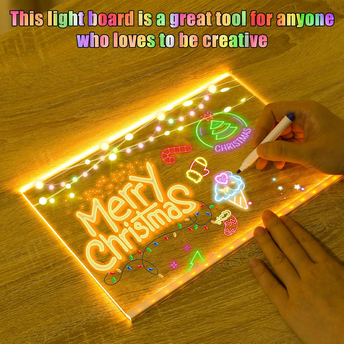 🎅The perfect gift for this Christmas🎁Creative Rewritable Acrylic LED Message Board 🎨 (set come with 7 Pens)