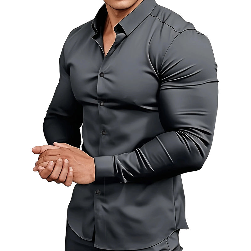 🔥LAST DAY SALE 50% OFF🔥Men's Solid Color Lapel Long Sleeve Button-Down Shirts by mysite