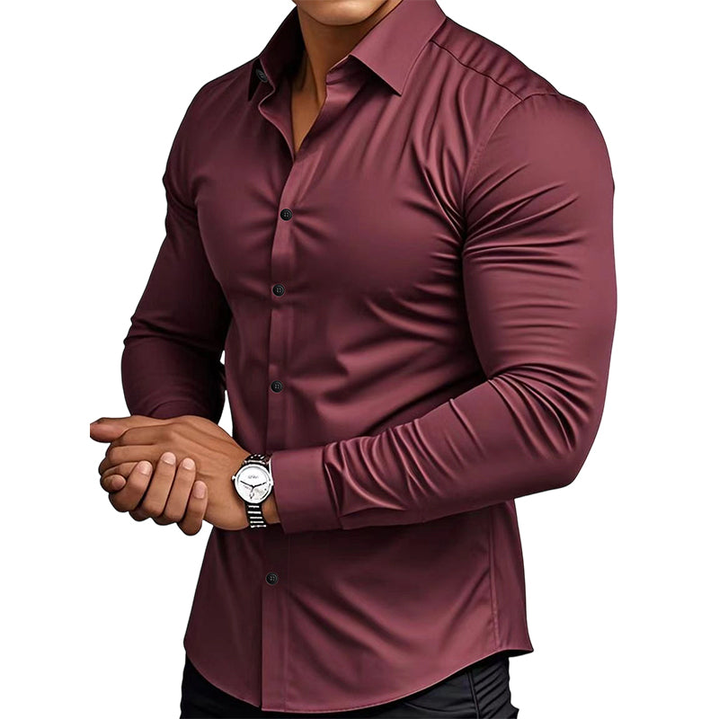 🔥LAST DAY SALE 50% OFF🔥Men's Solid Color Lapel Long Sleeve Button-Down Shirts by mysite