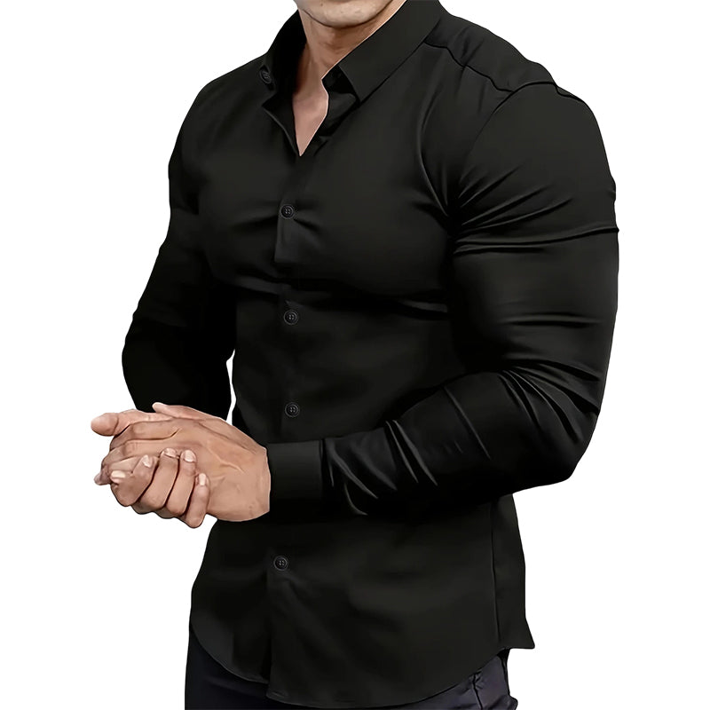 🔥LAST DAY SALE 50% OFF🔥Men's Solid Color Lapel Long Sleeve Button-Down Shirts by mysite