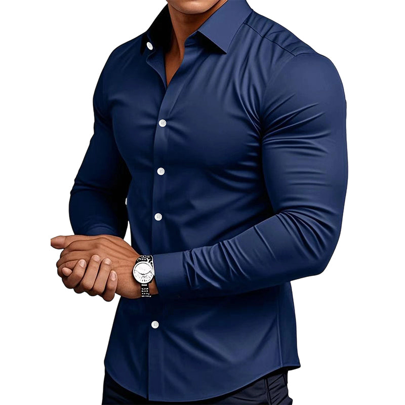 🔥LAST DAY SALE 50% OFF🔥Men's Solid Color Lapel Long Sleeve Button-Down Shirts by mysite