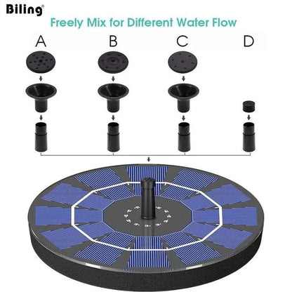 🎁Solar Fountain, Solar Powered Bird Bath Fountain Pump with 4 Nozzles 1.4W Solar Panel Kit Water Pump, Outdoor Watering Submersible Pump for Pond, Pool, Garden, Fish Tank